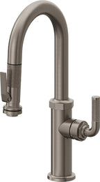 California Faucets Descanso Llave de Bar/Preparación con Rociador Extraíble hacia Abajo Industrial con Rociador de Compresión - Grafito
