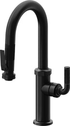 California Faucets Descanso Llave de Bar/Preparación con Rociador Extraíble hacia Abajo Industrial con Rociador de Compresión - Negro Mate