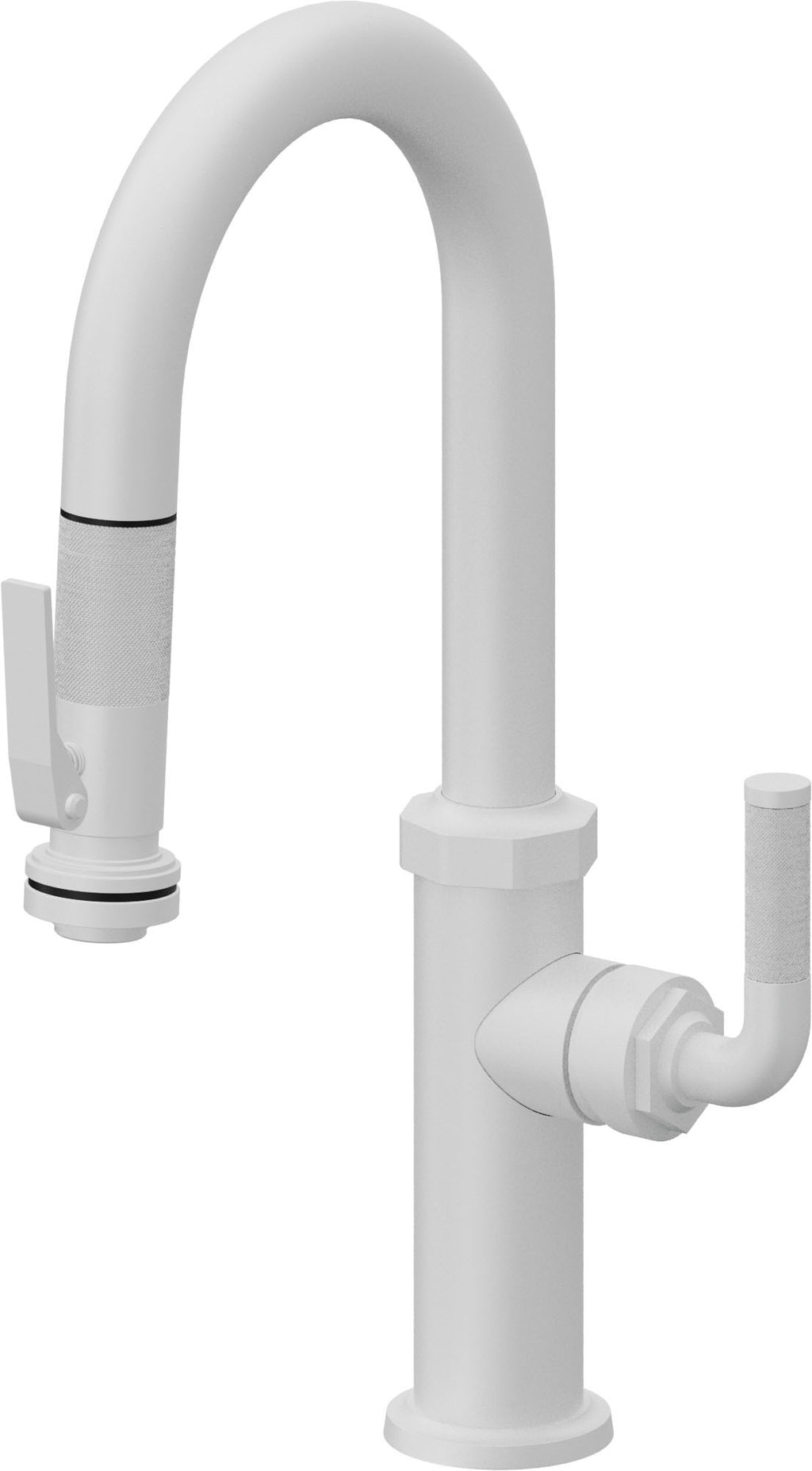 California Faucets Descanso Llave de Bar/Preparación con Rociador Extraíble hacia Abajo Industrial con Rociador de Compresión - Blanco Mate