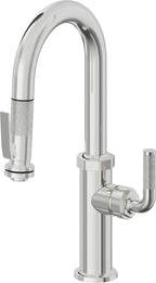 California Faucets Descanso Llave de Bar/Preparación con Rociador Extraíble hacia Abajo Industrial con Rociador de Compresión - Cromo Pulido