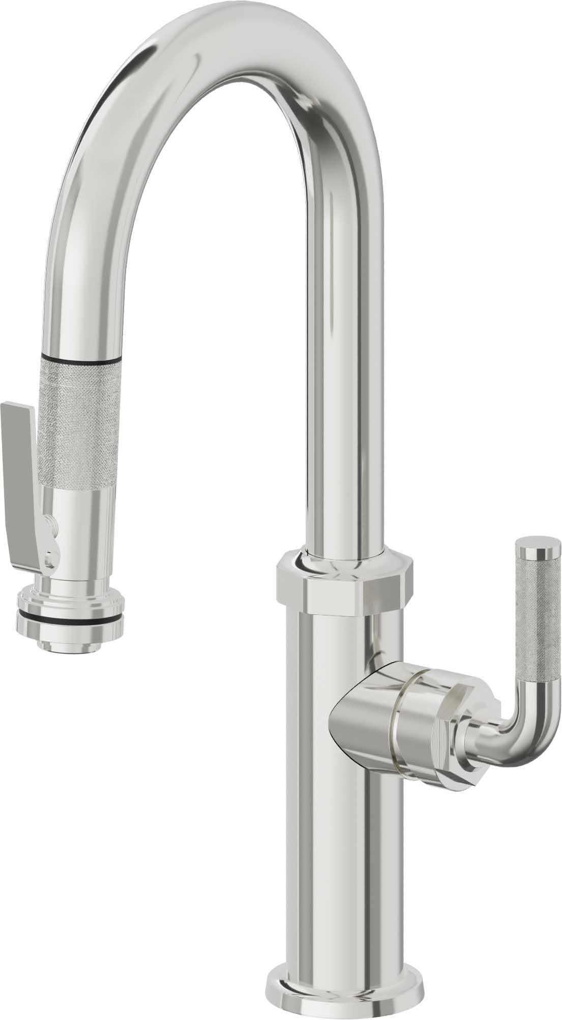 California Faucets Descanso Llave de Bar/Preparación con Rociador Extraíble hacia Abajo Industrial con Rociador de Compresión - Cromo Pulido