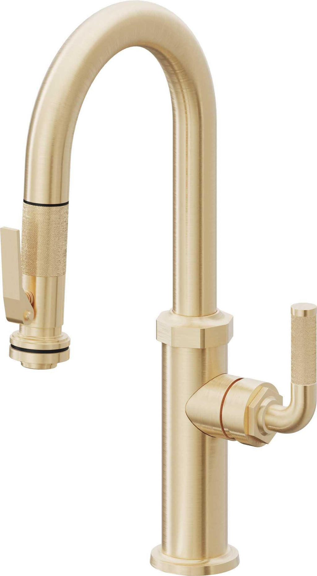 California Faucets Descanso Llave de Bar/Preparación con Rociador Extraíble hacia Abajo Industrial con Rociador de Compresión - Latón Satinado