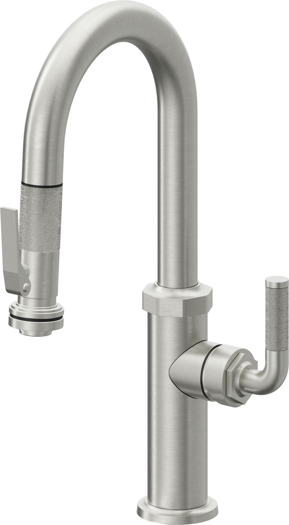 California Faucets Descanso Llave de Bar/Preparación con Rociador Extraíble hacia Abajo Industrial con Rociador de Compresión - Cromo Satinado