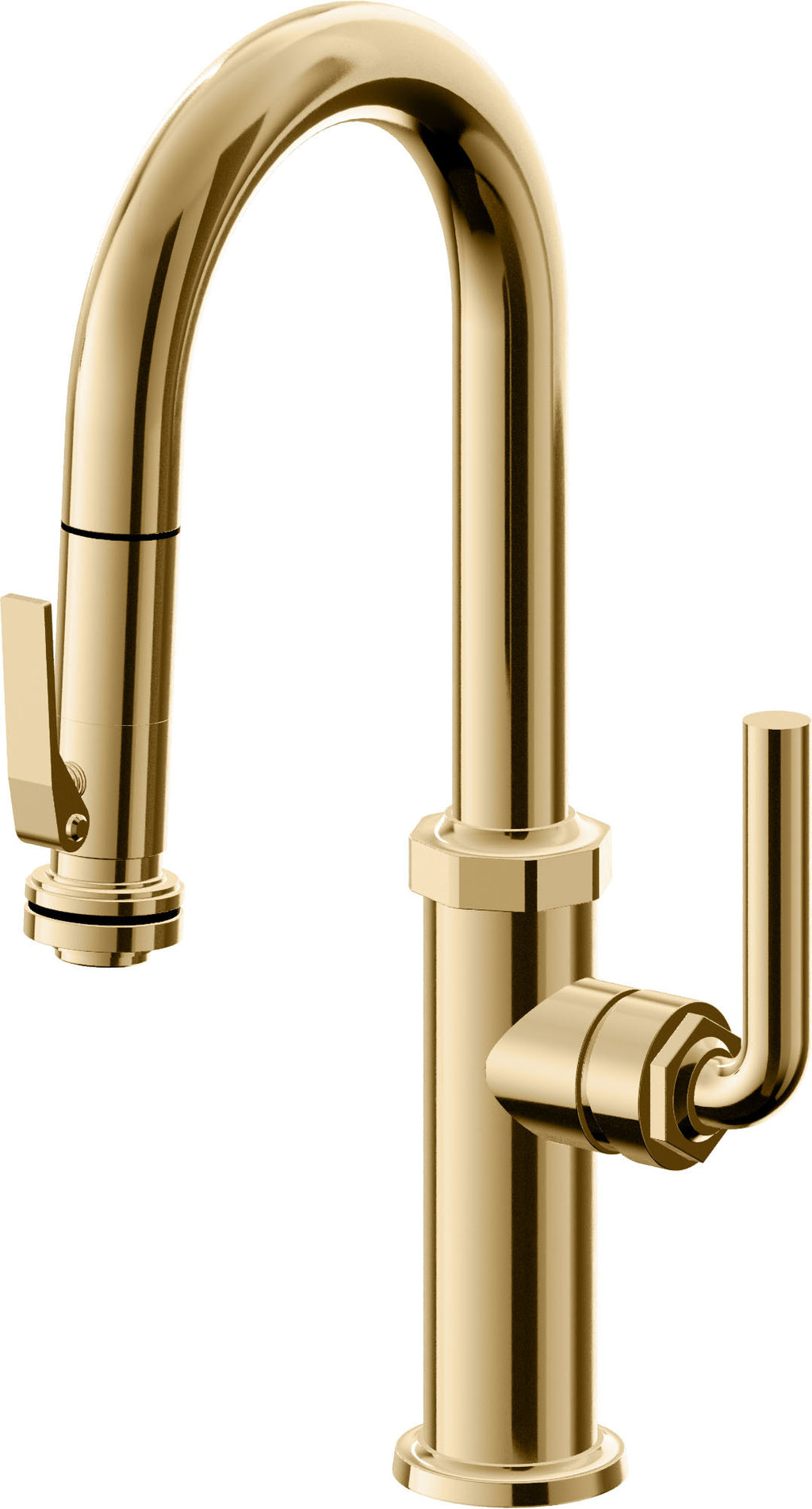 California Faucets Descanso Llave de Bar/Preparación con Rociador Extraíble hacia Abajo Industrial con Rociador de Compresión - Oro Francés