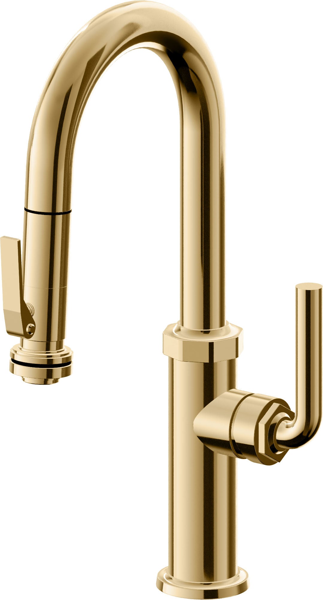 California Faucets Descanso Llave de Bar/Preparación con Rociador Extraíble hacia Abajo Industrial con Rociador de Compresión - Oro Francés