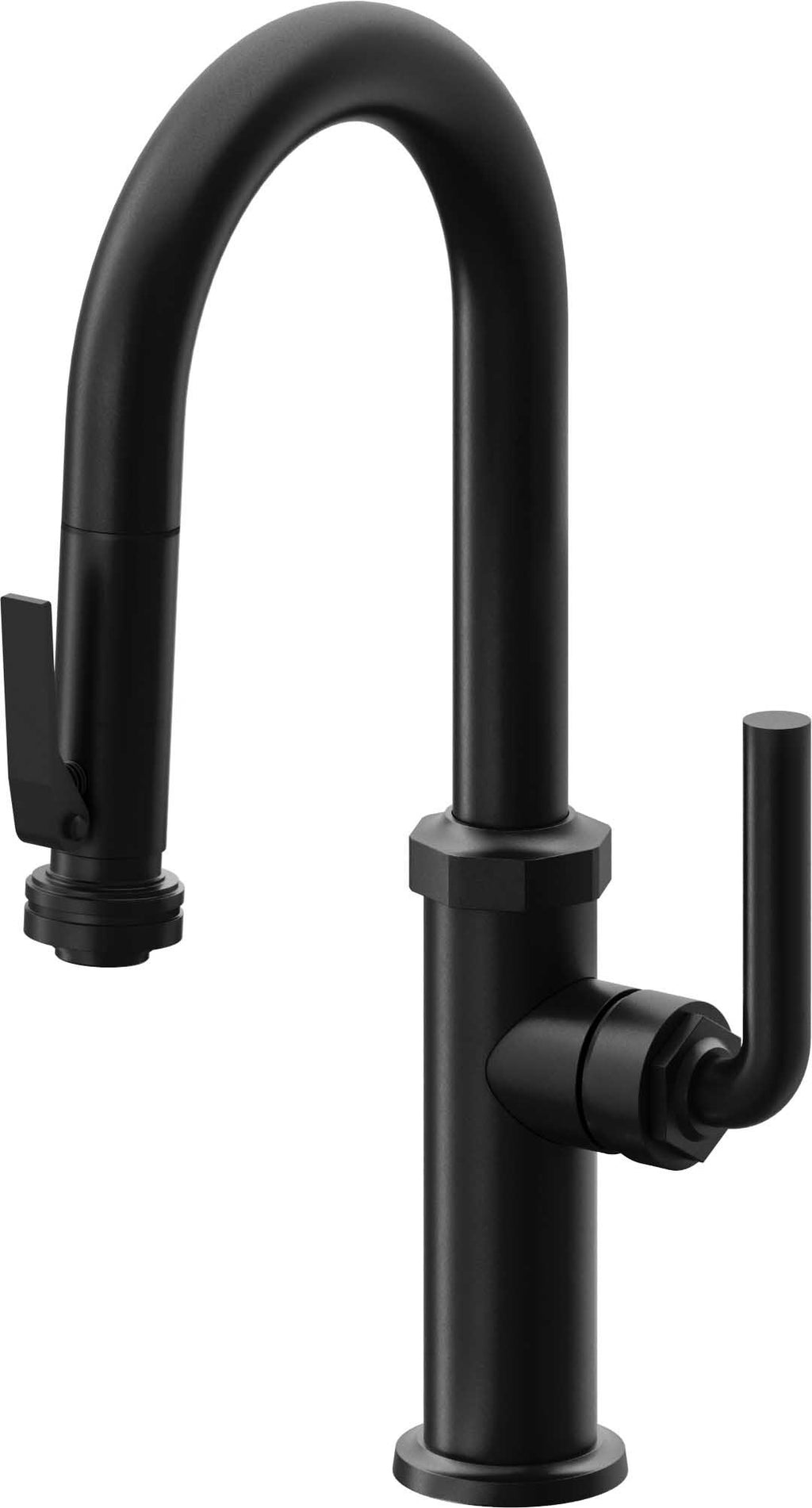 California Faucets Descanso Llave de Bar/Preparación con Rociador Extraíble hacia Abajo Industrial con Rociador de Compresión - Negro Mate