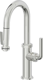 California Faucets Descanso Llave de Bar/Preparación con Rociador Extraíble hacia Abajo Industrial con Rociador de Compresión - Cromo Pulido