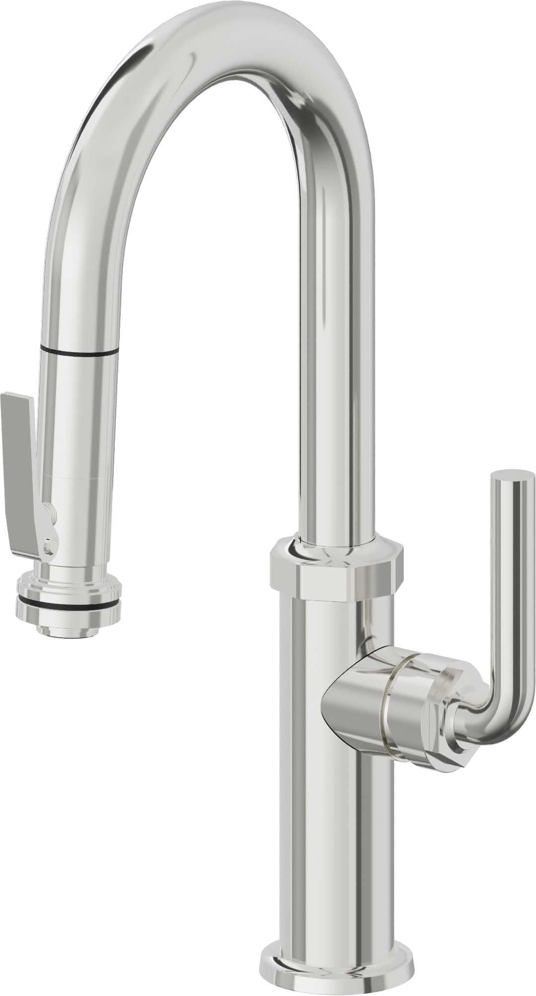 California Faucets Descanso Llave de Bar/Preparación con Rociador Extraíble hacia Abajo Industrial con Rociador de Compresión - Cromo Pulido