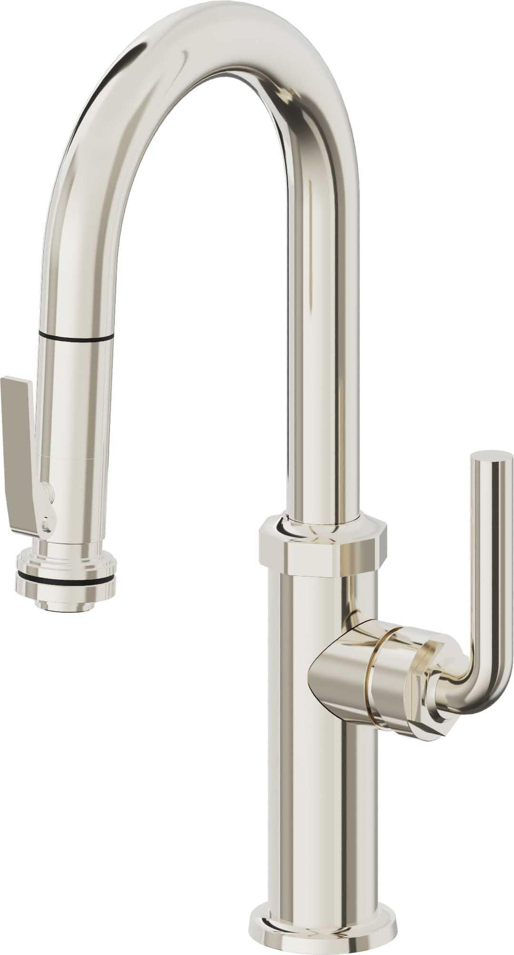 California Faucets Descanso Llave de Bar/Preparación con Rociador Extraíble hacia Abajo Industrial con Rociador de Compresión - Níquel Pulido