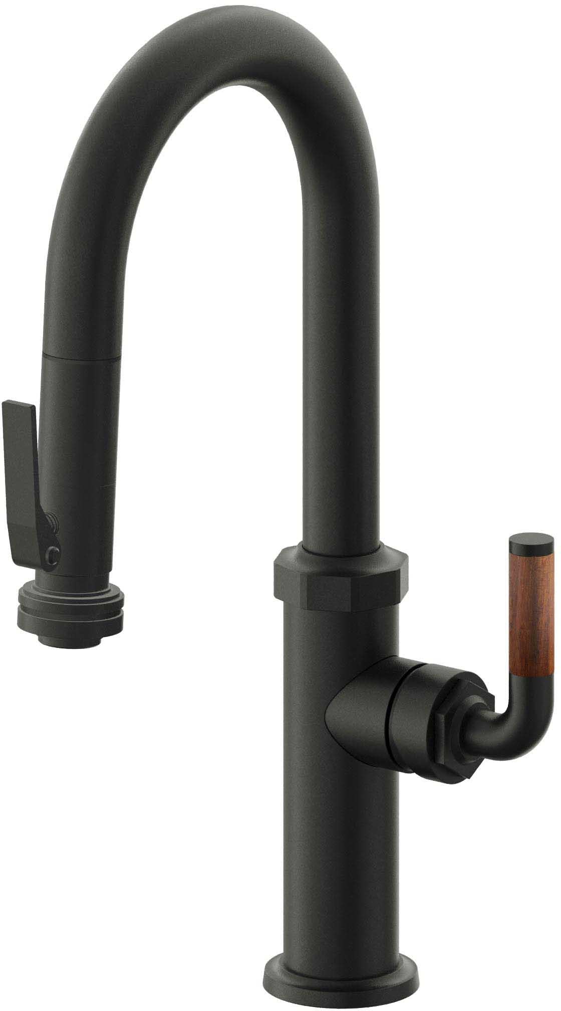California Faucets Descanso Llave de Bar/Preparación con Rociador Extraíble hacia Abajo Industrial con Rociador de Compresión - Bronce Bella Terra