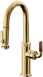 California Faucets Descanso Llave de Bar/Preparación con Rociador Extraíble hacia Abajo Industrial con Rociador de Compresión - Oro Francés