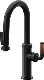 California Faucets Descanso Llave de Bar/Preparación con Rociador Extraíble hacia Abajo Industrial con Rociador de Compresión - Negro Mate