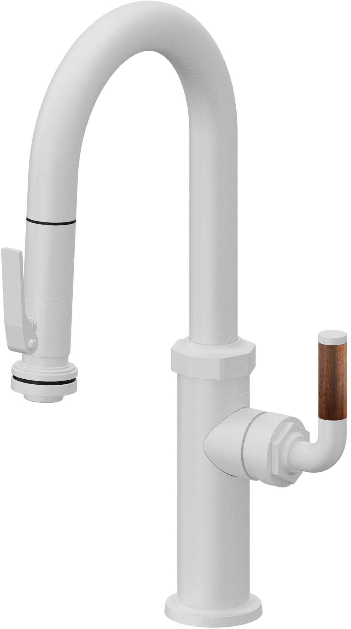 California Faucets Descanso Llave de Bar/Preparación con Rociador Extraíble hacia Abajo Industrial con Rociador de Compresión - Blanco Mate