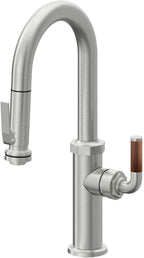California Faucets Descanso Llave de Bar/Preparación con Rociador Extraíble hacia Abajo Industrial con Rociador de Compresión - Cromo Satinado