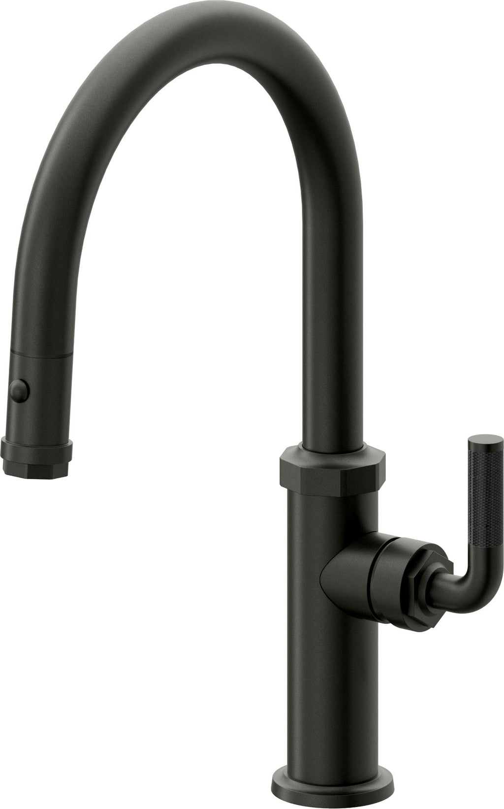 California Faucets Descanso Llave de Cocina con Rociador Extraíble hacia Abajo Industrial con Rociador de Botón - Low Pico en Arco - Bronce Bella Terra