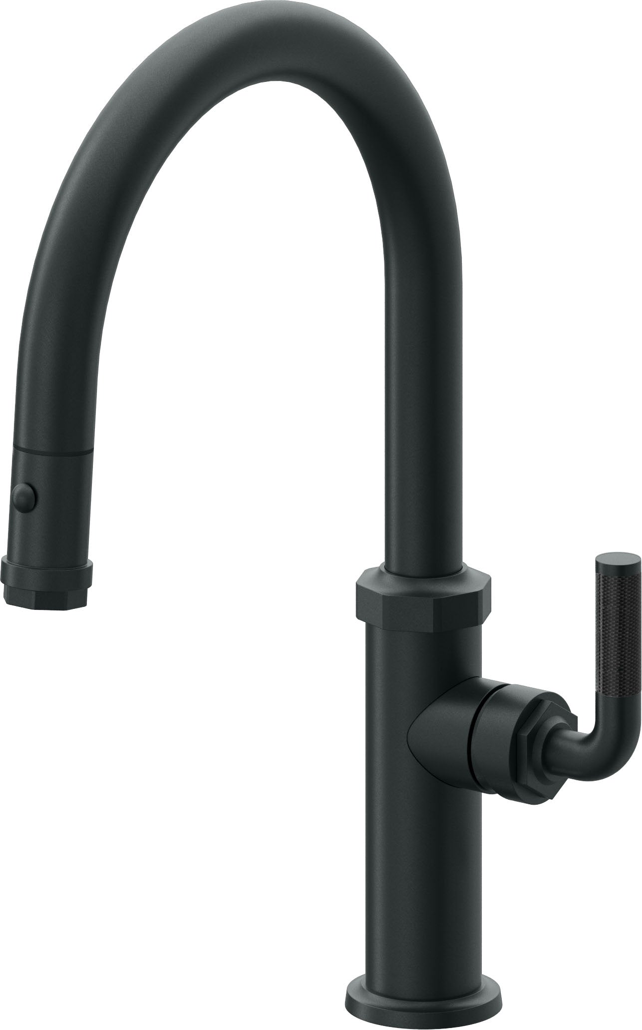 California Faucets Descanso Llave de Cocina con Rociador Extraíble hacia Abajo Industrial con Rociador de Botón - Low Pico en Arco - Carbón
