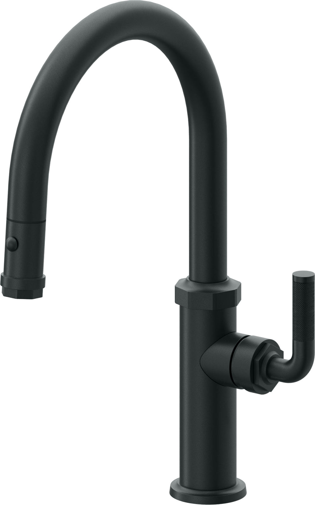 California Faucets Descanso Llave de Cocina con Rociador Extraíble hacia Abajo Industrial con Rociador de Botón - Low Pico en Arco - Carbón