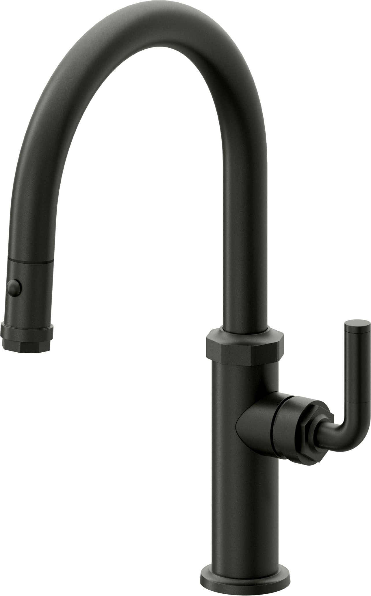 California Faucets Descanso Llave de Cocina con Rociador Extraíble hacia Abajo Industrial con Rociador de Botón - Low Pico en Arco - Bronce Bella Terra