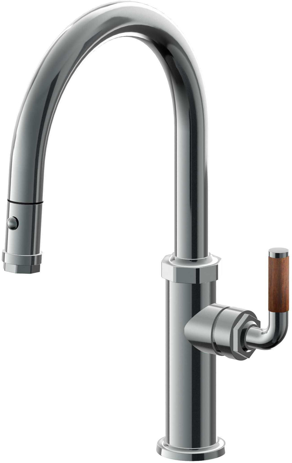 California Faucets Descanso Llave de Cocina con Rociador Extraíble hacia Abajo Industrial con Rociador de Botón - Low Pico en Arco - Níquel Negro