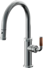 California Faucets Descanso Llave de Cocina con Rociador Extraíble hacia Abajo Industrial con Rociador de Botón - Low Pico en Arco - Níquel Negro