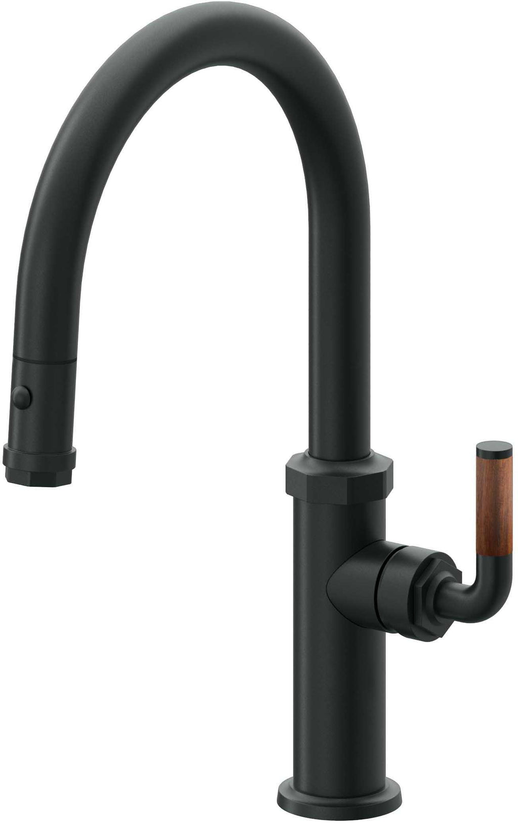 California Faucets Descanso Llave de Cocina con Rociador Extraíble hacia Abajo Industrial con Rociador de Botón - Low Pico en Arco - Carbón