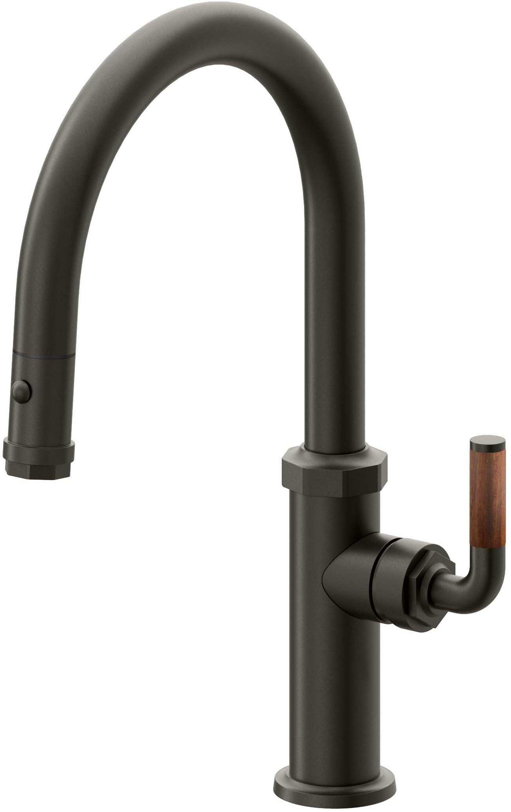 California Faucets Descanso Llave de Cocina con Rociador Extraíble hacia Abajo Industrial con Rociador de Botón - Low Pico en Arco - Bronce Oscuro