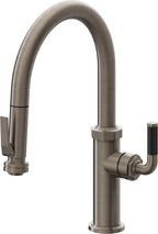 California Faucets Descanso Llave de Cocina con Rociador Extraíble hacia Abajo Industrial con Rociador de Compresión - Low Pico en Arco - Níquel Antiguo Mate
