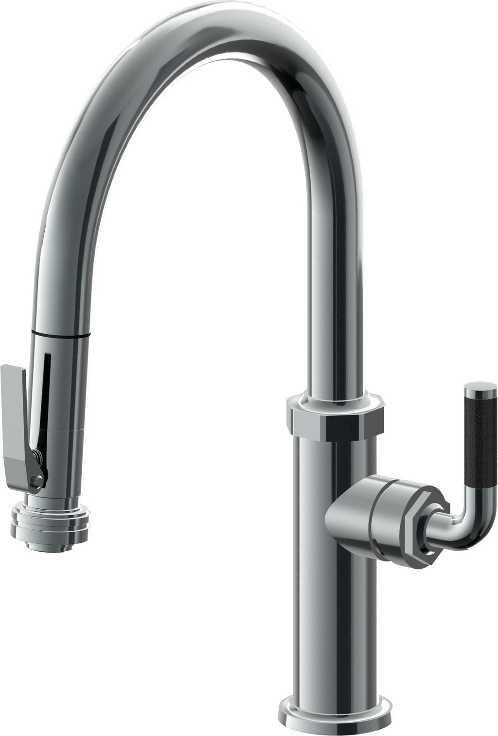 California Faucets Descanso Llave de Cocina con Rociador Extraíble hacia Abajo Industrial con Rociador de Compresión - Low Pico en Arco - Níquel Negro