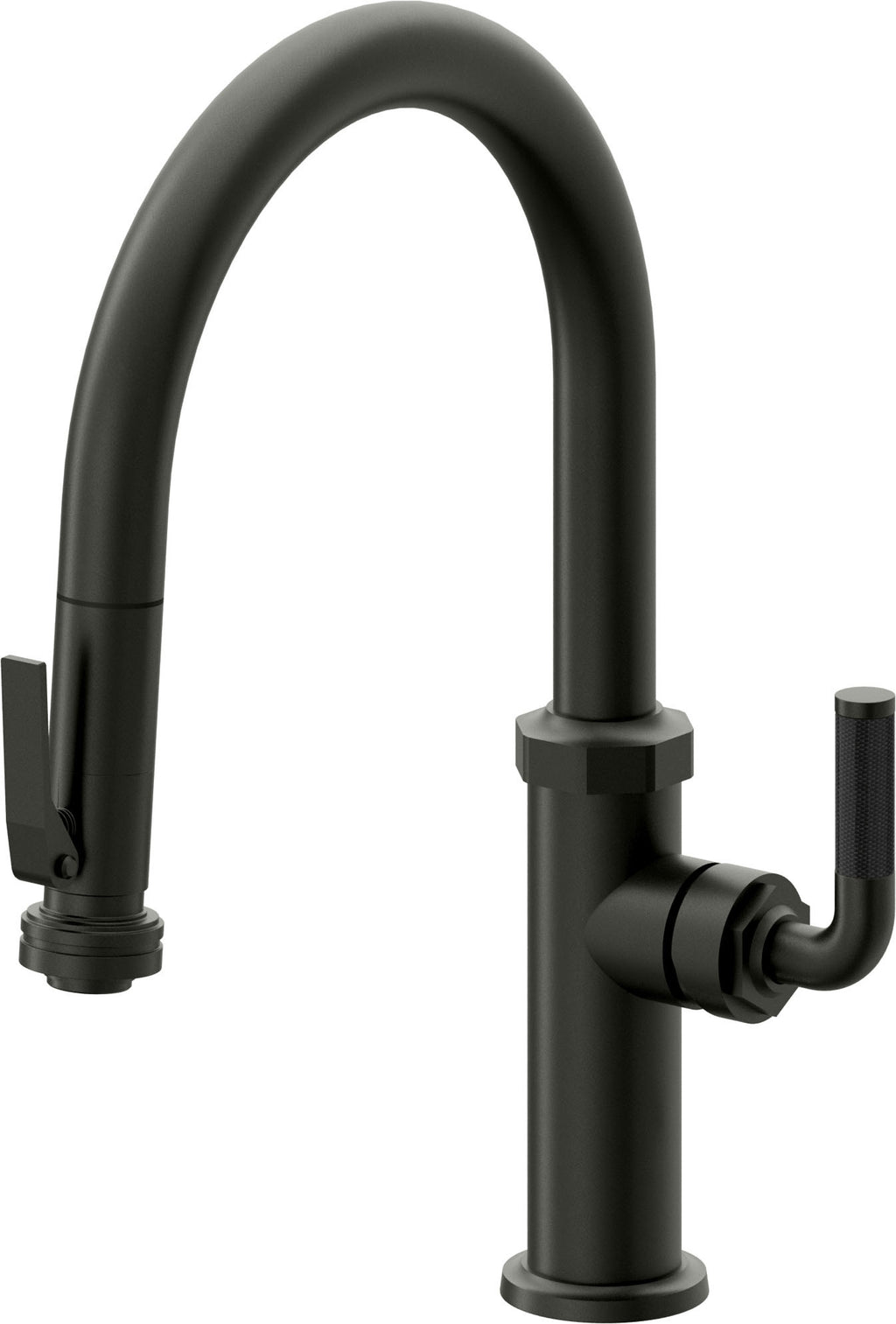 California Faucets Descanso Llave de Cocina con Rociador Extraíble hacia Abajo Industrial con Rociador de Compresión - Low Pico en Arco - Bronce Bella Terra