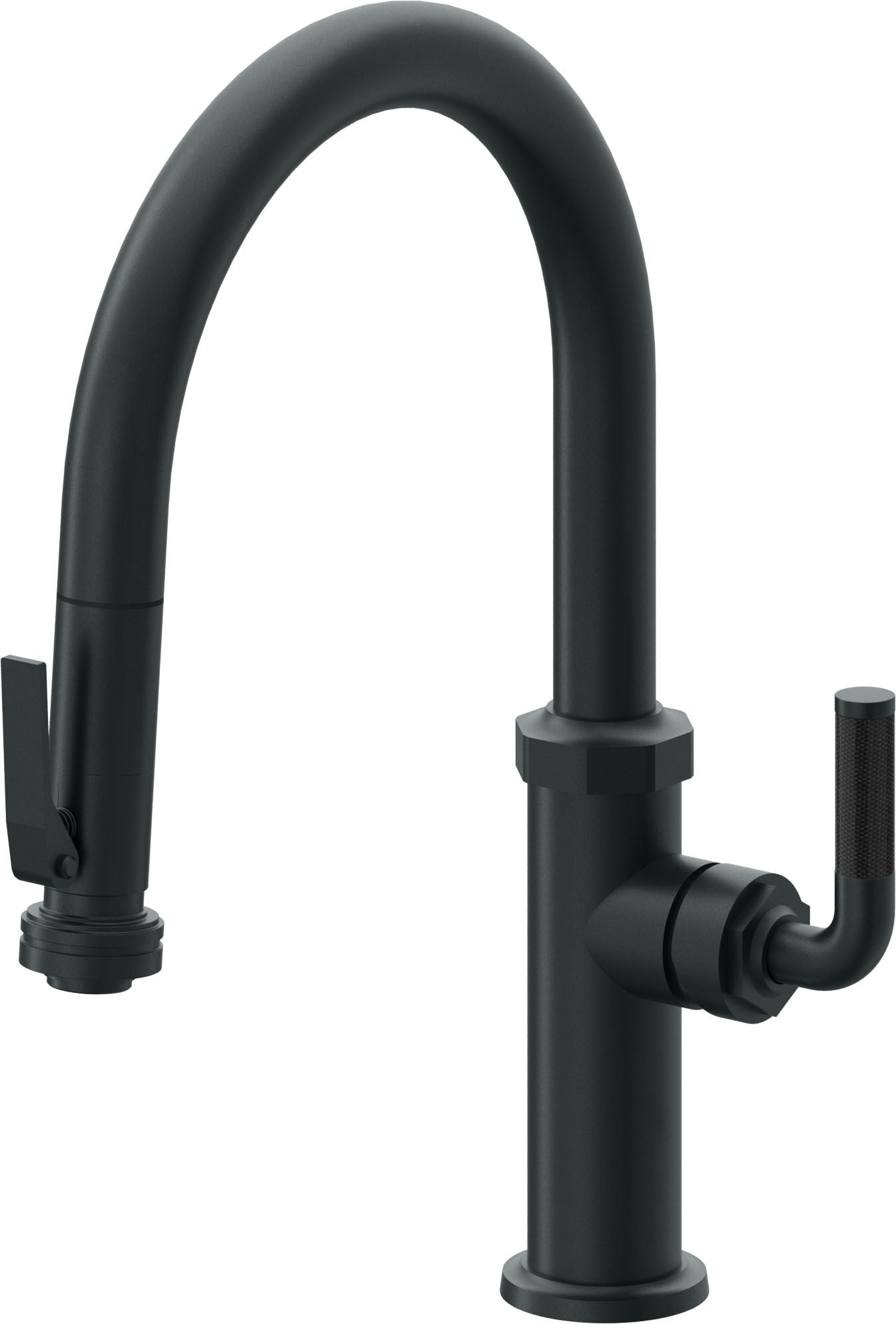 California Faucets Descanso Llave de Cocina con Rociador Extraíble hacia Abajo Industrial con Rociador de Compresión - Low Pico en Arco - Carbón