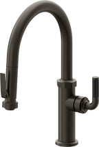 California Faucets Descanso Llave de Cocina con Rociador Extraíble hacia Abajo Industrial con Rociador de Compresión - Low Pico en Arco - Bronce Oscuro
