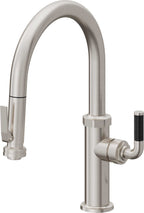 California Faucets Descanso Llave de Cocina con Rociador Extraíble hacia Abajo Industrial con Rociador de Compresión - Low Pico en Arco - Acero Inoxidable Ultra