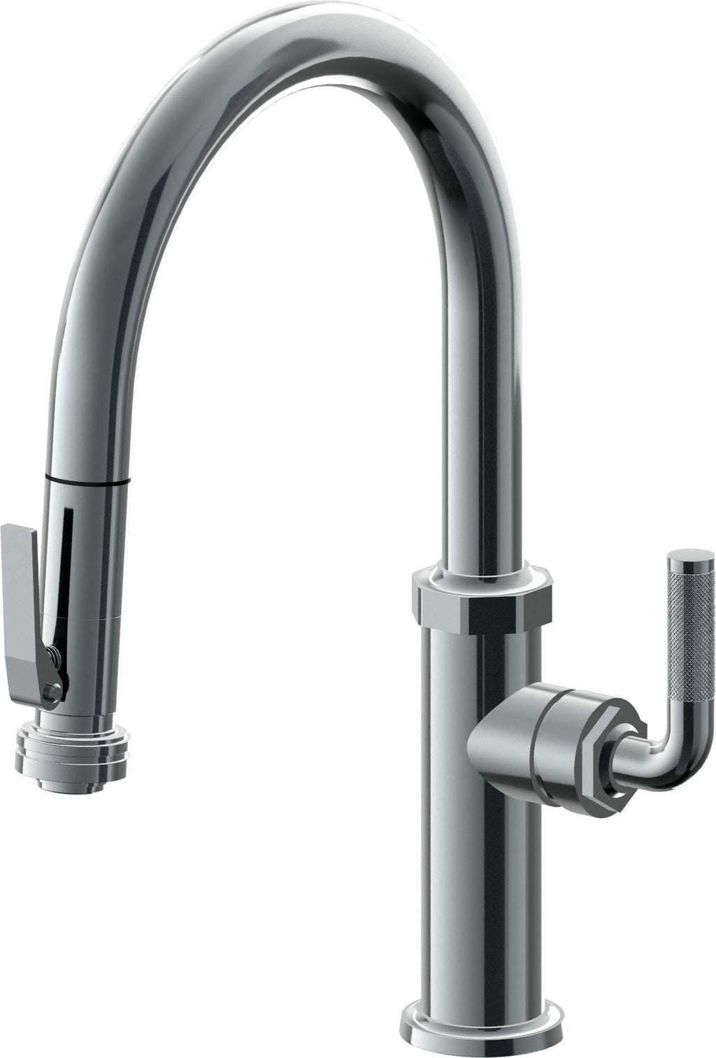 California Faucets Descanso Llave de Cocina con Rociador Extraíble hacia Abajo Industrial con Rociador de Compresión - Low Pico en Arco - Níquel Negro