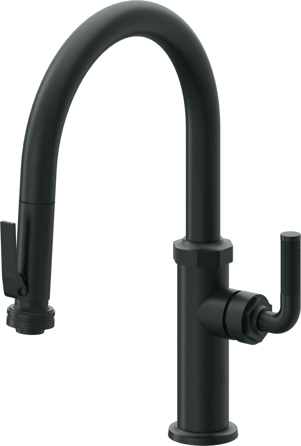 California Faucets Descanso Llave de Cocina con Rociador Extraíble hacia Abajo Industrial con Rociador de Compresión - Low Pico en Arco - Carbón