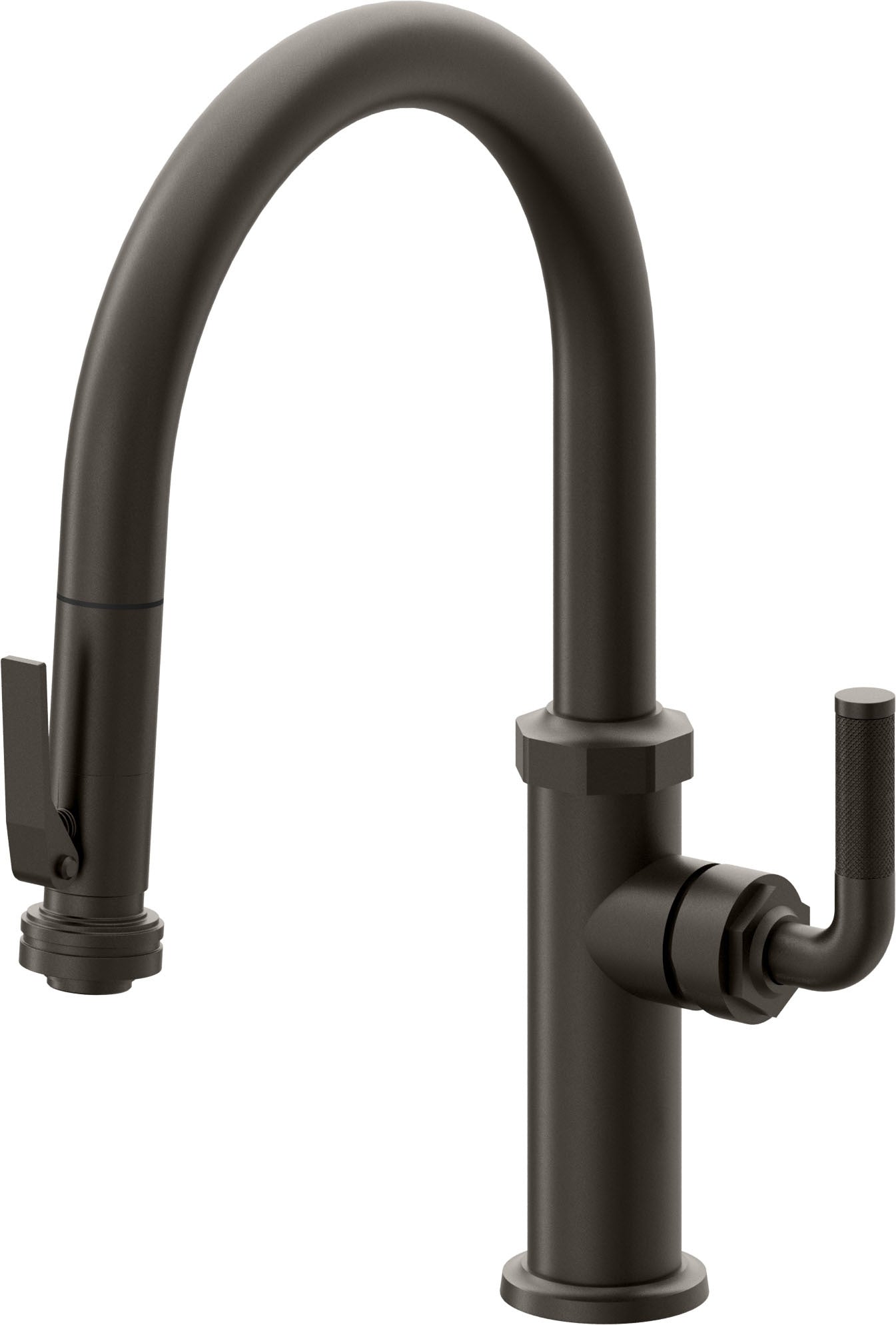 California Faucets Descanso Llave de Cocina con Rociador Extraíble hacia Abajo Industrial con Rociador de Compresión - Low Pico en Arco - Bronce Oscuro