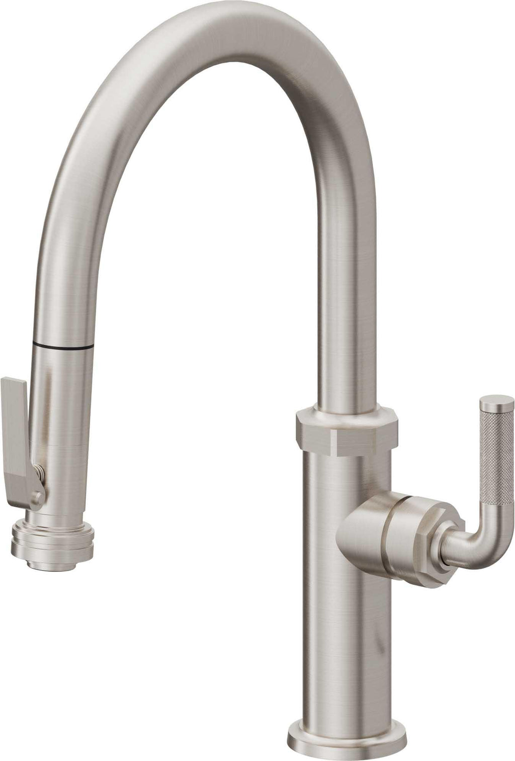 California Faucets Descanso Llave de Cocina con Rociador Extraíble hacia Abajo Industrial con Rociador de Compresión - Low Pico en Arco - Acero Inoxidable Ultra
