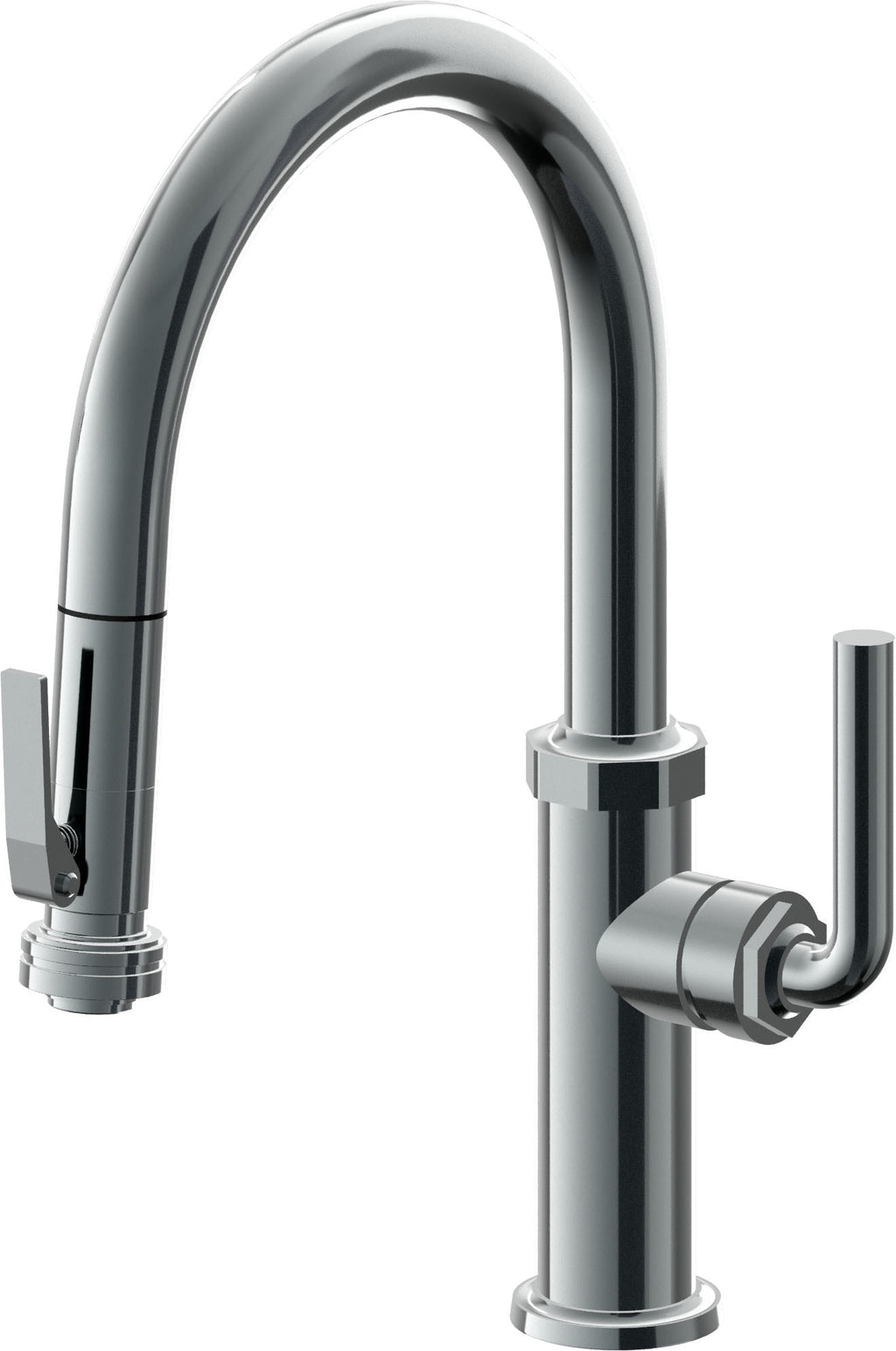 California Faucets Descanso Llave de Cocina con Rociador Extraíble hacia Abajo Industrial con Rociador de Compresión - Low Pico en Arco - Níquel Negro