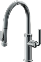 California Faucets Descanso Llave de Cocina con Rociador Extraíble hacia Abajo Industrial con Rociador de Compresión - Low Pico en Arco - Níquel Negro