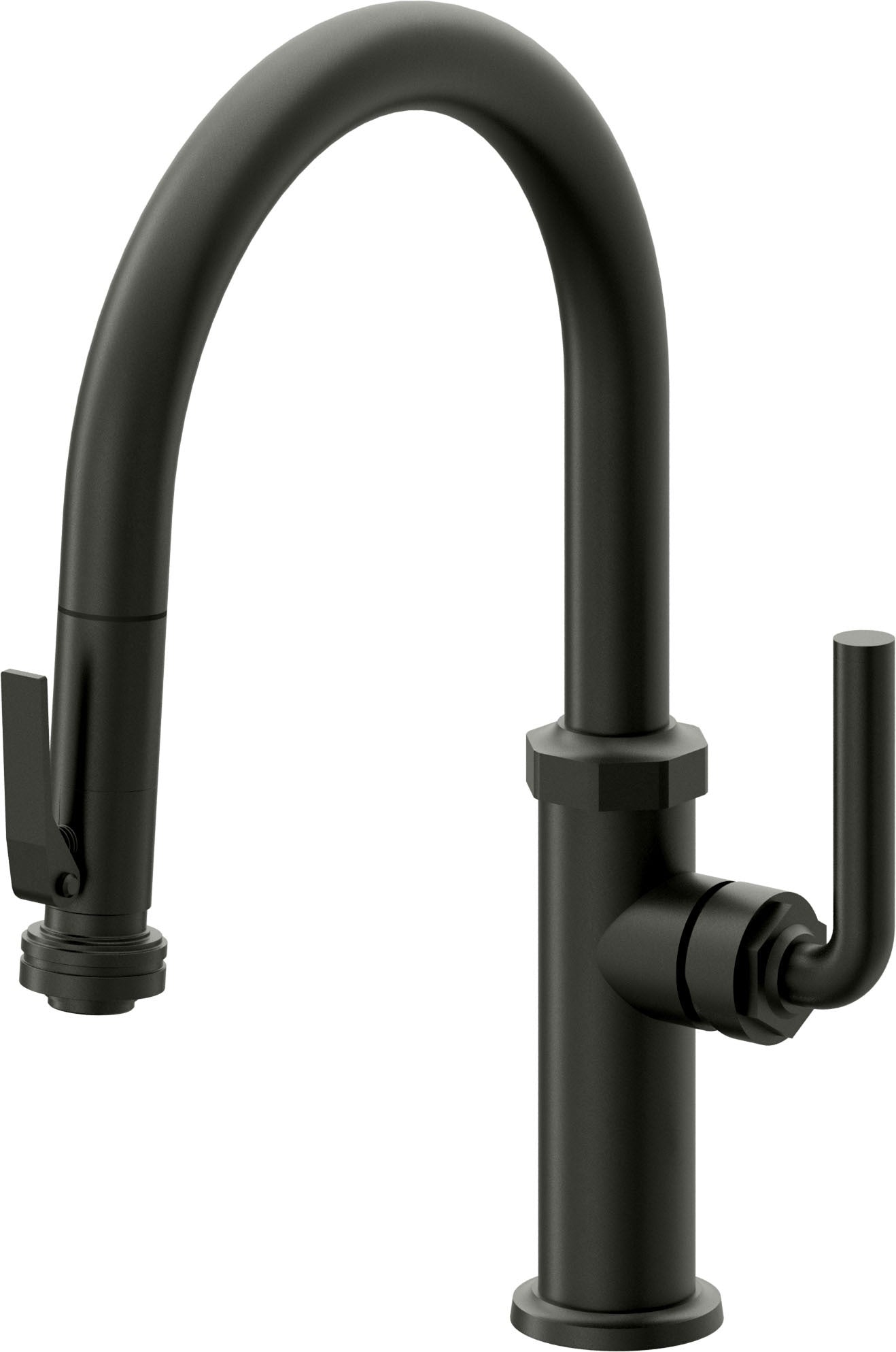 California Faucets Descanso Llave de Cocina con Rociador Extraíble hacia Abajo Industrial con Rociador de Compresión - Low Pico en Arco - Bronce Bella Terra