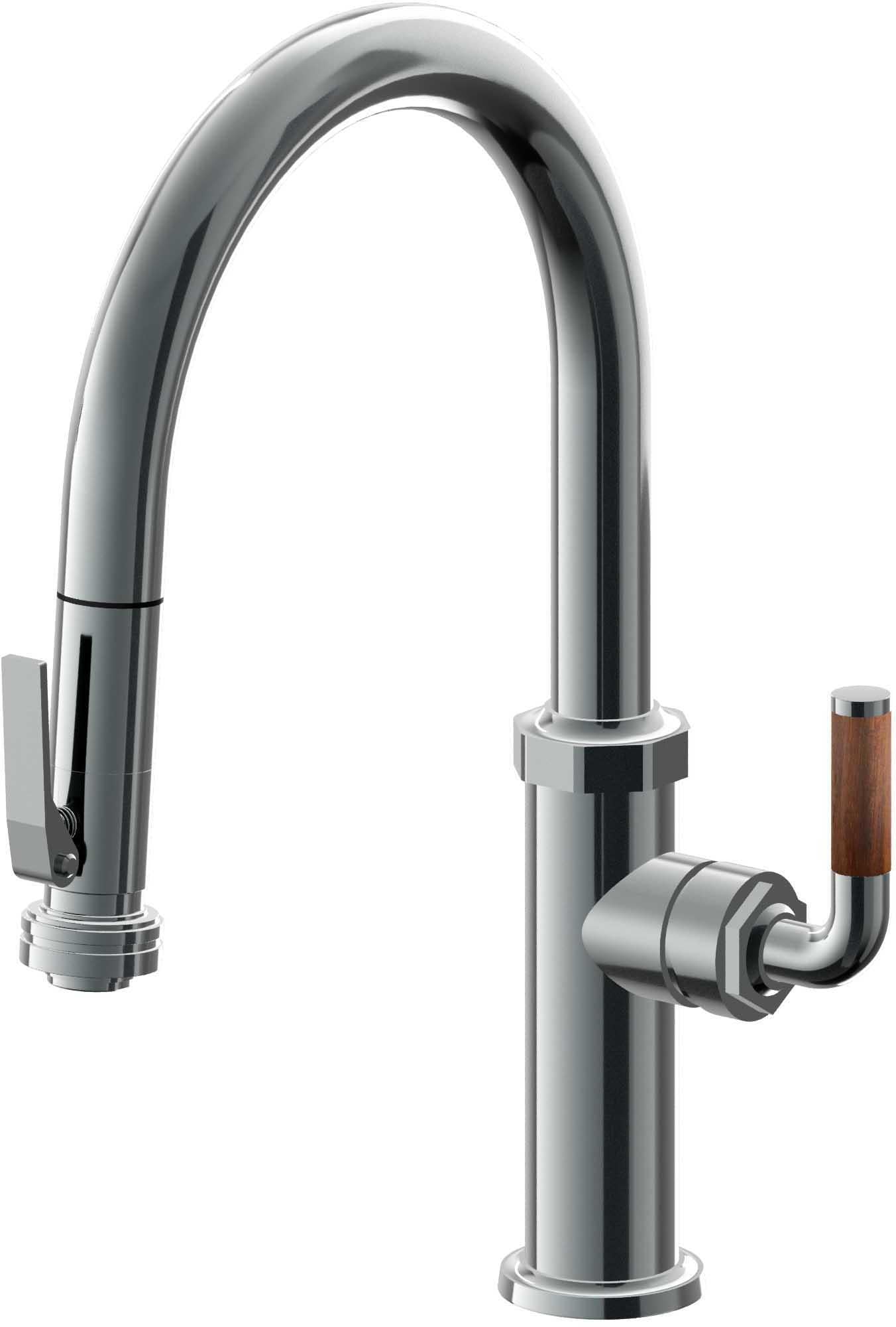 California Faucets Descanso Llave de Cocina con Rociador Extraíble hacia Abajo Industrial con Rociador de Compresión - Low Pico en Arco - Níquel Negro