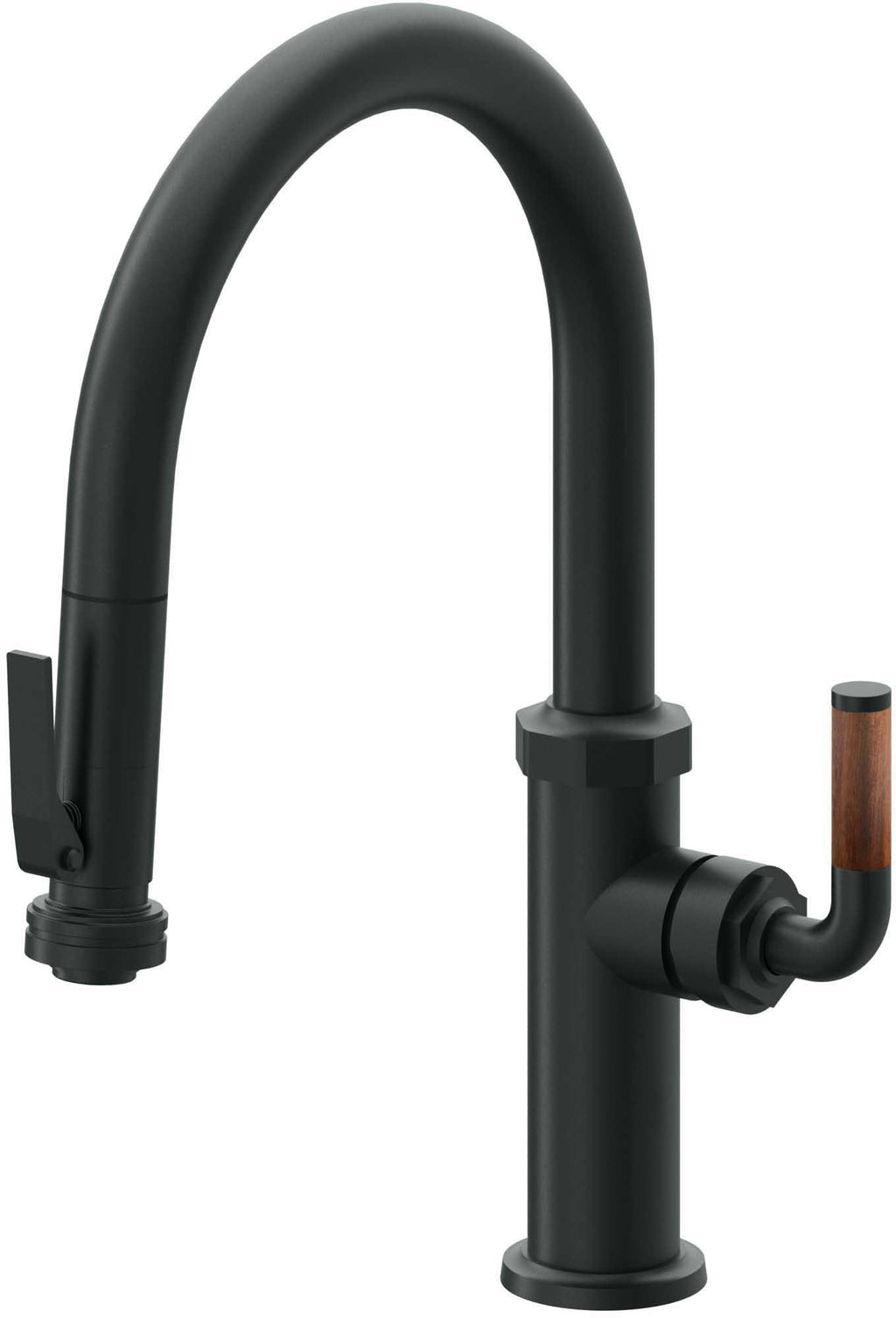 California Faucets Descanso Llave de Cocina con Rociador Extraíble hacia Abajo Industrial con Rociador de Compresión - Low Pico en Arco - Carbón