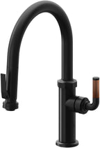 California Faucets Descanso Llave de Cocina con Rociador Extraíble hacia Abajo Industrial con Rociador de Compresión - Low Pico en Arco - Negro Mate