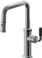 California Faucets Descanso Llave de Cocina con Rociador Extraíble hacia Abajo Industrial con Rociador de Botón - Pico Cuadrado - Níquel Negro