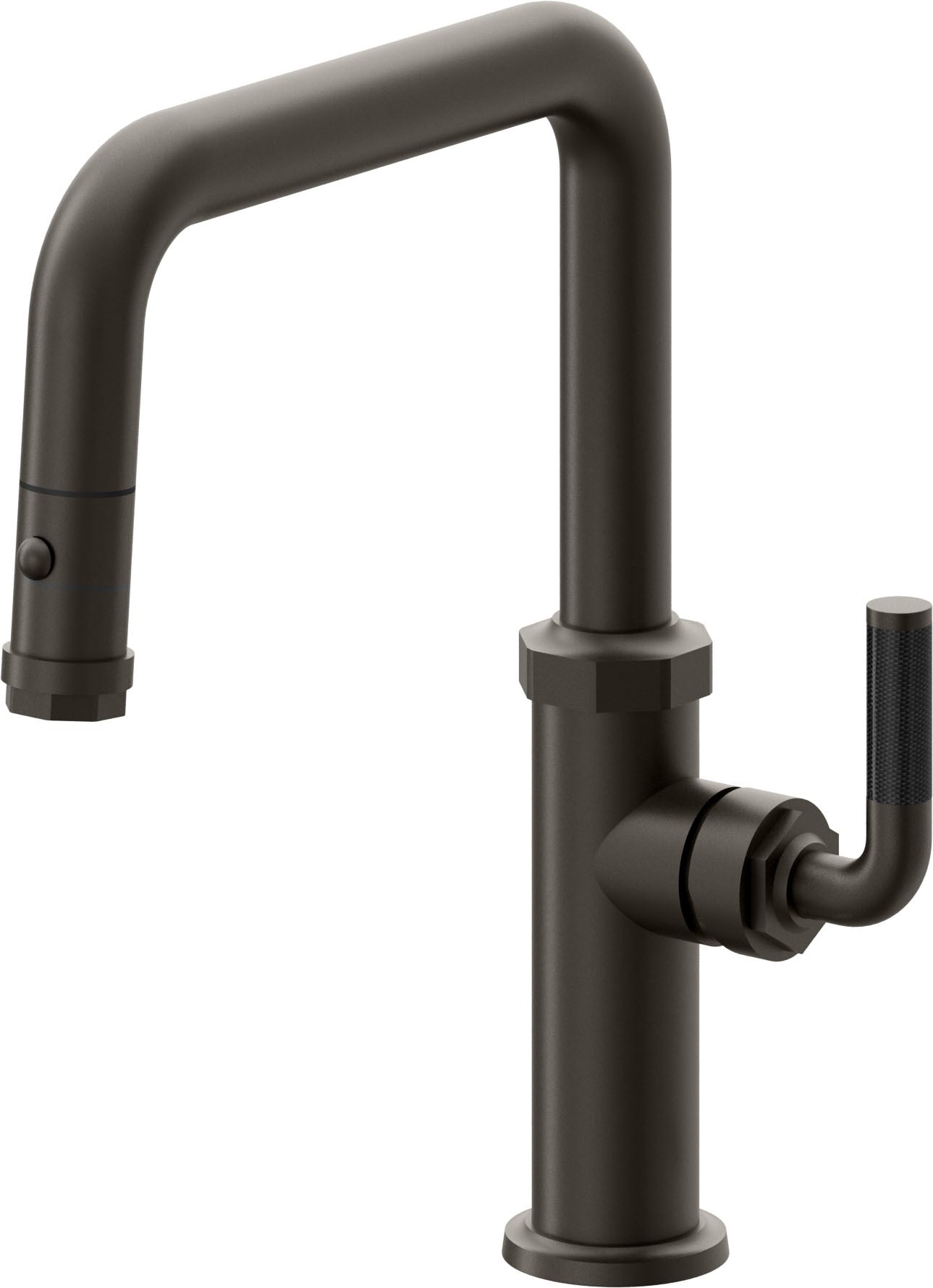 California Faucets Descanso Llave de Cocina con Rociador Extraíble hacia Abajo Industrial con Rociador de Botón - Pico Cuadrado - Bronce Oscuro