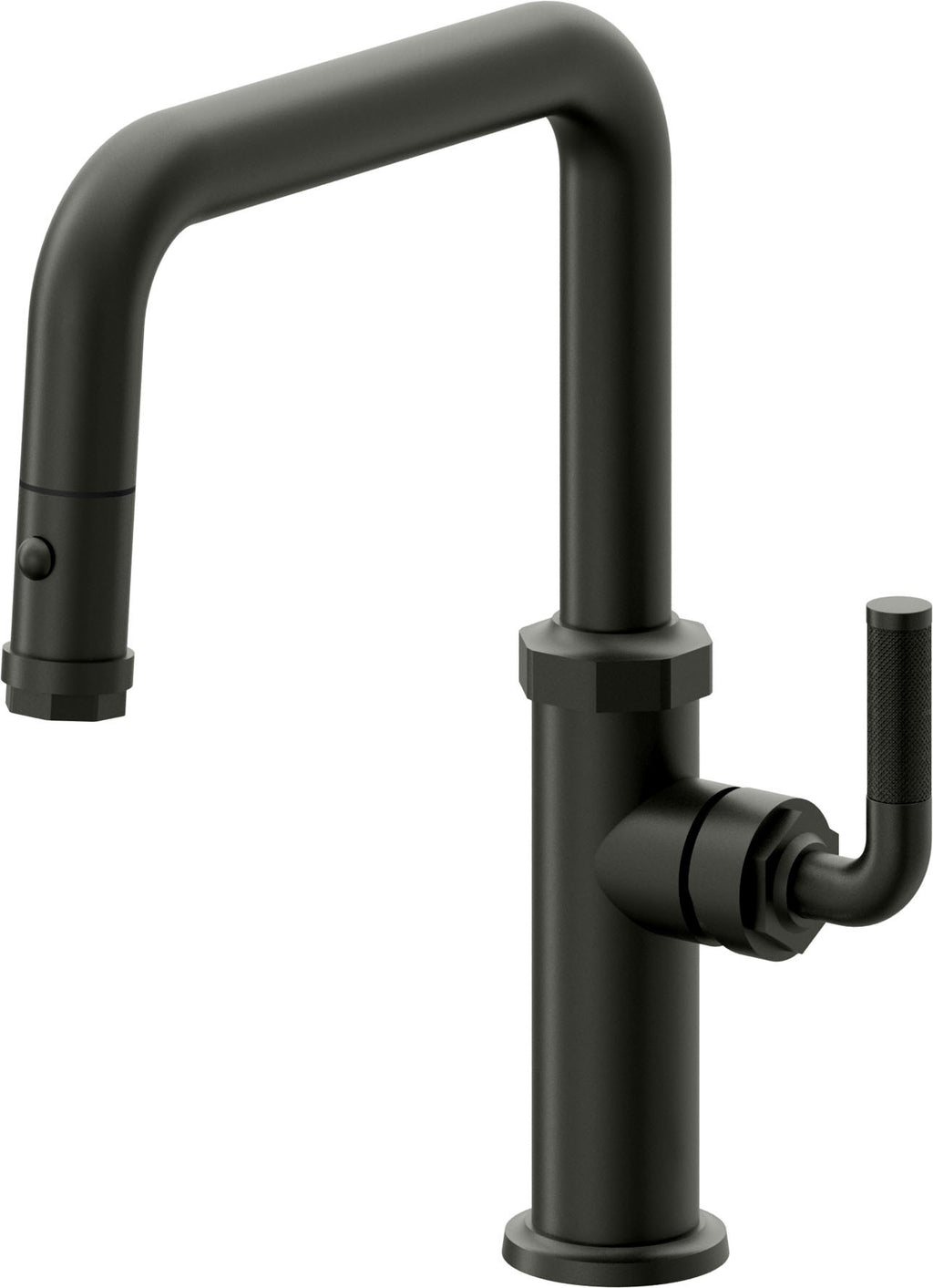 California Faucets Descanso Llave de Cocina con Rociador Extraíble hacia Abajo Industrial con Rociador de Botón - Pico Cuadrado - Bronce Bella Terra