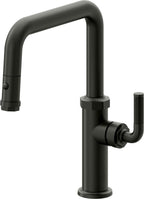 California Faucets Descanso Llave de Cocina con Rociador Extraíble hacia Abajo Industrial con Rociador de Botón - Pico Cuadrado - Bronce Bella Terra