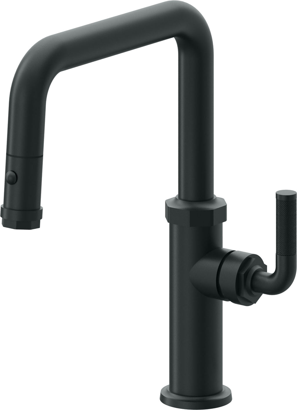 California Faucets Descanso Llave de Cocina con Rociador Extraíble hacia Abajo Industrial con Rociador de Botón - Pico Cuadrado - Carbón