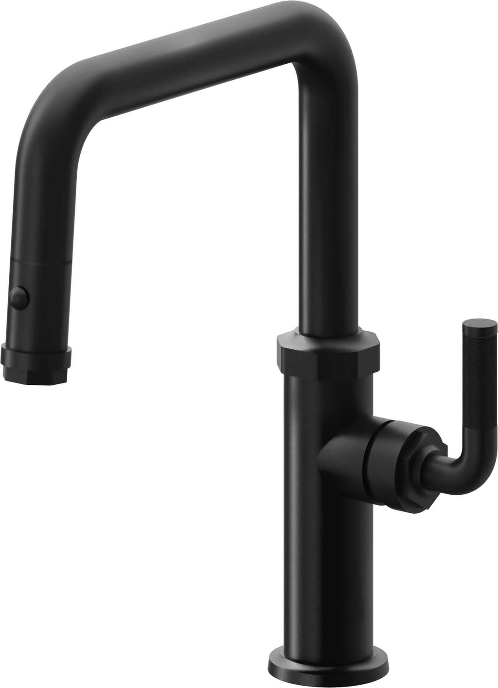California Faucets Descanso Llave de Cocina con Rociador Extraíble hacia Abajo Industrial con Rociador de Botón - Pico Cuadrado - Negro Mate