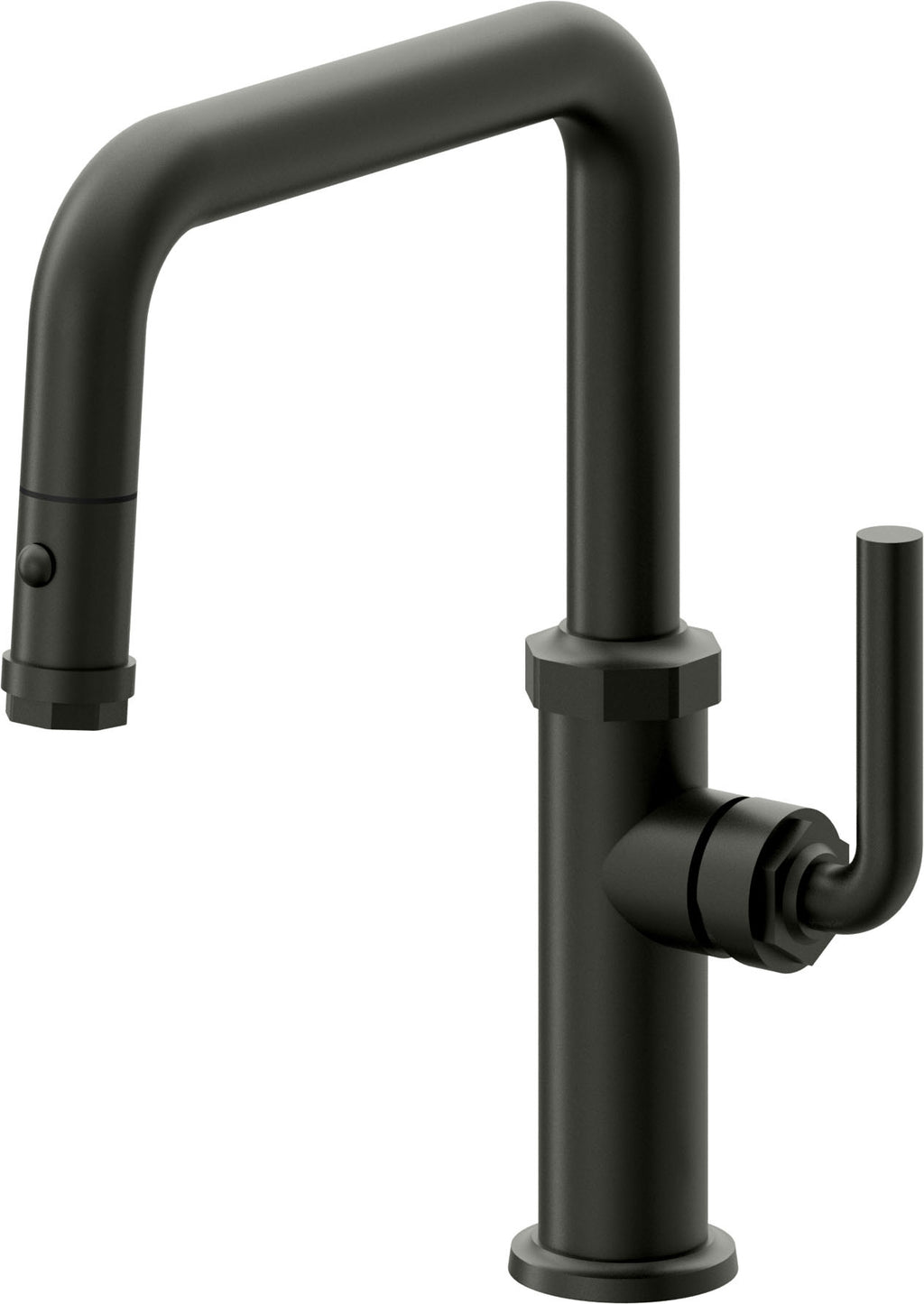 California Faucets Descanso Llave de Cocina con Rociador Extraíble hacia Abajo Industrial con Rociador de Botón - Pico Cuadrado - Bronce Bella Terra