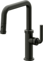 California Faucets Descanso Llave de Cocina con Rociador Extraíble hacia Abajo Industrial con Rociador de Botón - Pico Cuadrado - Bronce Bella Terra
